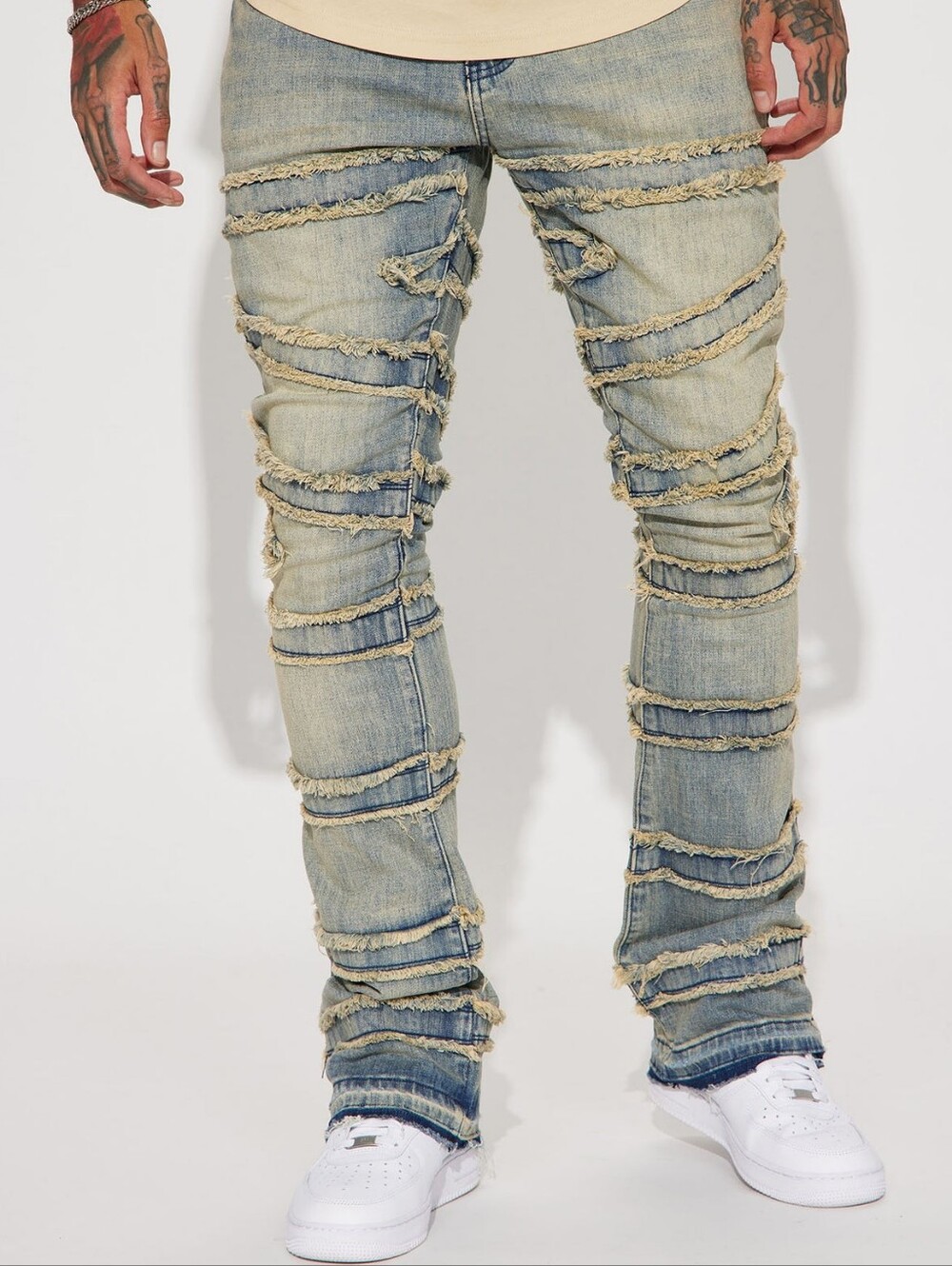 FashionNova Men About Fray Stacked Skinny Flare Jeans Size 38